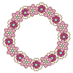 Flower wreath. Isolated clip art. Vector illustration