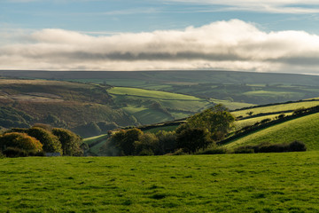Landscape in the Exmoor National Park near Malmsmead, Devon, England, UK