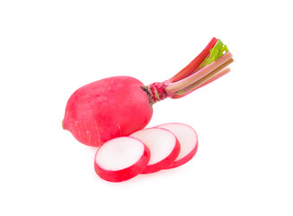 red radish on white background