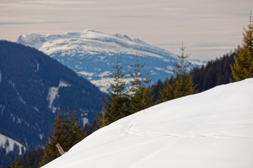 Fototapeta na wymiar Views from Furkajoch alpine road towards Switzerland
