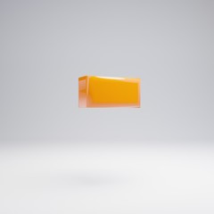 Volumetric glossy hot orange minus symbol isolated on white background.