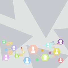 Online Chat Head Icons with Avatar and Connecting Lines for Networking Idea Copy Space design Empty template text for Ad, promotion, poster, flyer, web banner, article