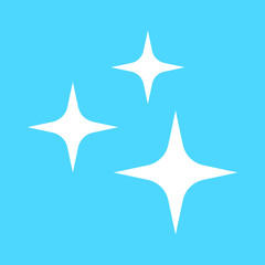Shine icon, Clean star icon. White icon on blue background.