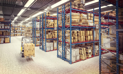 forklift in warehouse