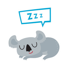 Vector illustration of cartoon funny koala isolated on white background.