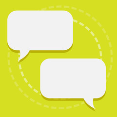 Two Blank White Speech Balloon Engaging in Conversation on Pastel Backdrop Design business concept Empty copy text for Web banners promotional material mock up template