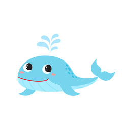 Vector illustration of cartoon sea animal - whale isolated on white