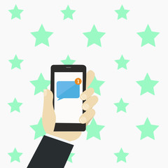 Human Hand Holding Smartphone with Numbered Unread Blank Message on Screen Design business concept Empty copy text for Web banners promotional material mock up template