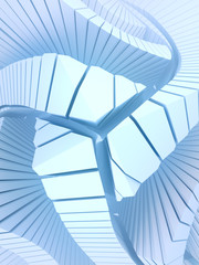 White pattern of futuristic geometric shapes surrounded by mist. Computer generated geometric illustration. 3d rendering