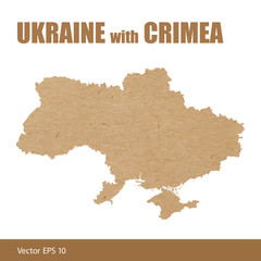 Detailed map of Ukraine with Crimea cut out of craft paper