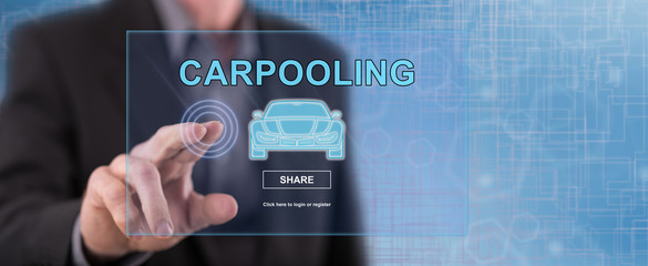 Man touching a carpooling concept