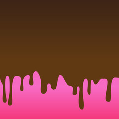 Dripping Blank Melted Glazed Chocolate Cream or Brown Paint on Pink Surface Design business concept Empty copy text for Web banners promotional material mock up template.