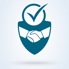 trust deal shield security icon vector illustration. Tick mark approved Commitment Business