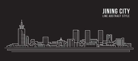 Cityscape Building Line art Vector Illustration design -  jining city