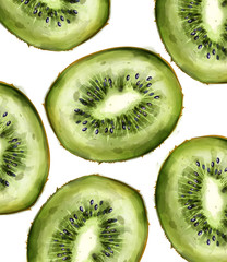 Fototapeta premium Kiwi pattern Vector watercolor. Summer fresh texture backgrounds