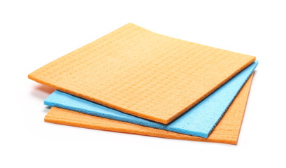 Microfiber cleaning rags, cloths isolated on white background
