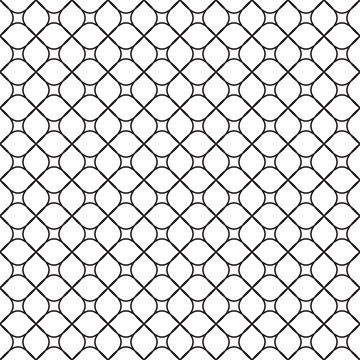 Minimal oriental style linear ornament seamless vector pattern