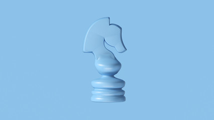 Pale Blue Chess Knight Piece 3d illustration 3d rendering