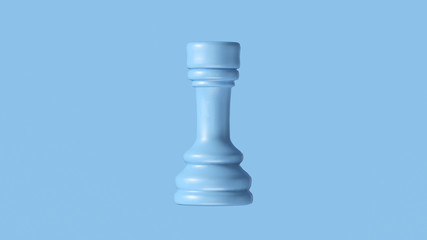 Pale Blue Chess Rook Piece 3d illustration 3d rendering