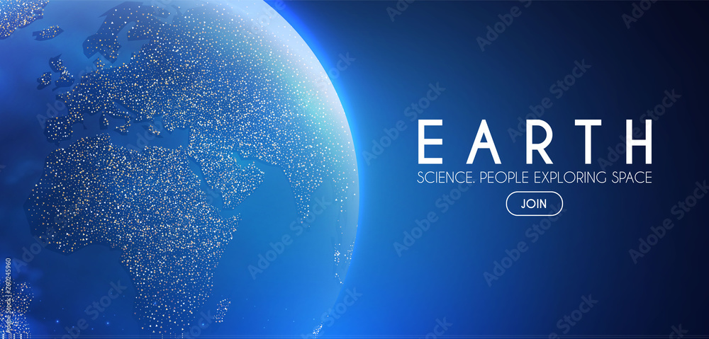 Canvas Prints eath planet in space with lights. realistic universe. cosmos background.