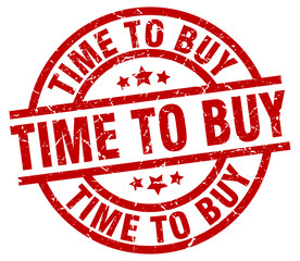 time to buy round red grunge stamp