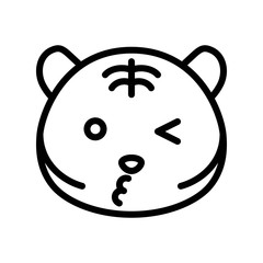 Cute Tiger emoticon, line style vector illustration