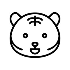 Cute Tiger emoticon, line style vector illustration