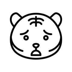 Cute Tiger emoticon, line style vector illustration