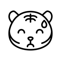 Cute Tiger emoticon, line style vector illustration