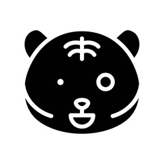 Cute Tiger emoticon, solid style vector illustration