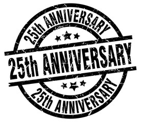 25th anniversary round grunge black stamp