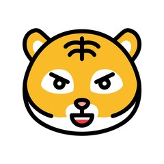 Tiger emoticon vector, filled style editable stroke