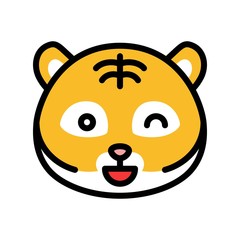 Tiger emoticon vector, filled style editable stroke