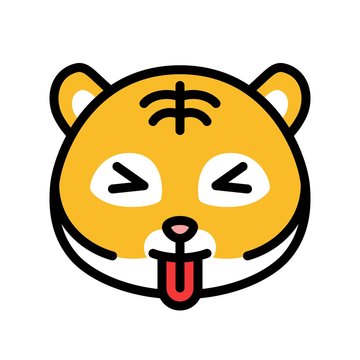 Tiger emoticon vector, filled style editable stroke