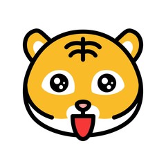 Tiger emoticon vector, filled style editable stroke