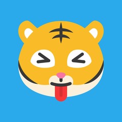 Cute Tiger emoticon, flat style vector illustration