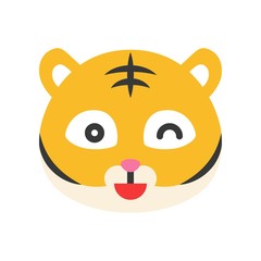 Cute Tiger emoticon, flat style vector illustration