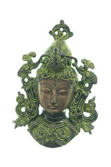 Close up of Buddha face isolated on white