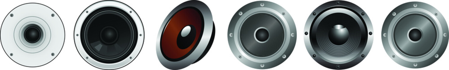 Set of speakers for your musical illustration. Audio equipment vector format.