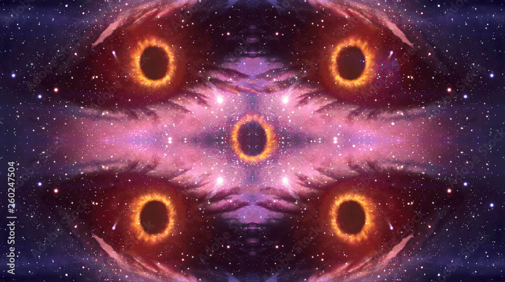 Canvas Prints abstract artistic glowing beautiful nebula galaxy artwork with round circles of fires