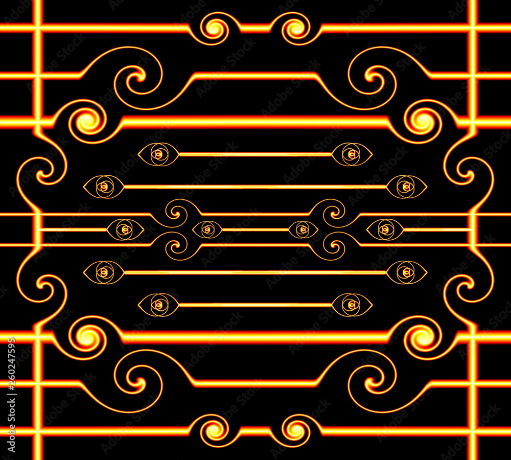 Poster abstract artistic connected shapes and lines on a black background