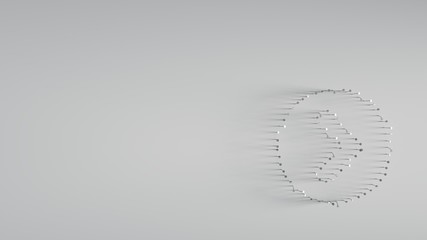 3D rendering various metal nails in shape of right chevron