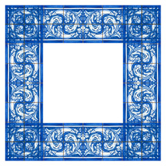 Frame design inspired by the Portuguese azulejos with typical decorations called azulejos - concept image