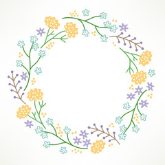 Floral wreath with berries and small flowers