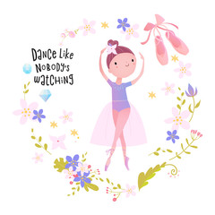 Card design with little ballet dancer