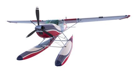 Retro seaplane illustration. 3D render
