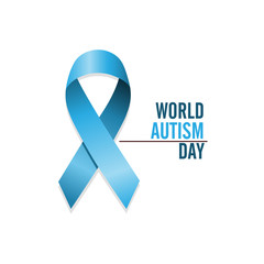 Blue autism ribbon. International autism awareness day