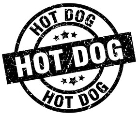 hot dog round grunge black stamp