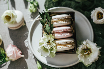 Macaroon dessert in a box