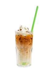 Summer cocktail with coffe on isolated white background
